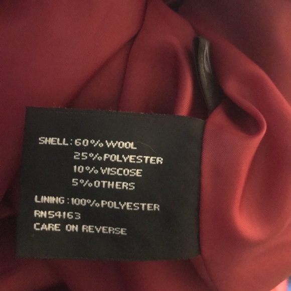 Black Rivet Red Wool Women’s Peacoat Size Medium - Picture 6 of 6